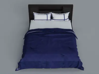 King Sized Bed with Pair of Pillow 3D model