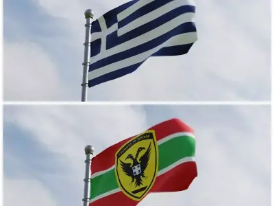 Animated Greece Flags 3D model