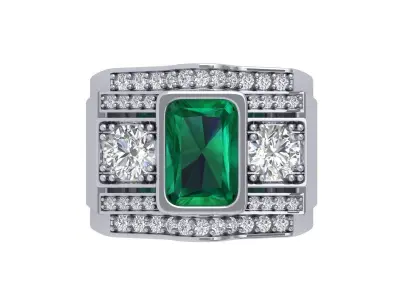 Emerald Art Deco Ring 3D print model 44