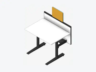 Desk - Single - Officetec - Modela - Linear - Adjustable Height Low-poly 3D model