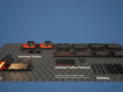 Railroad Trolley for UE4 Low-poly 3D model