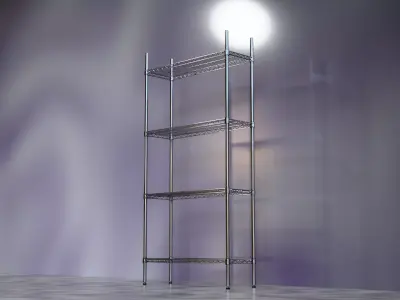 Wire Shelves - 36 inches X 12 inches X 72 inches in chrome Low-poly 3D model