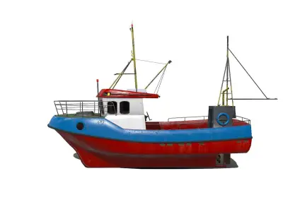 Fishing Boat PBR Low-poly 3D model
