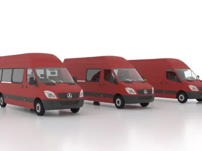 Mercedes Benz Sprinter L4H3 2009 Collection EU 3D Model Pack