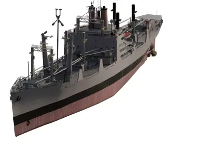 DETAILED US NAVY MILITARY CARGO SHIP 3D model