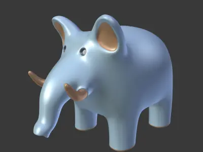 Cartoon Elephant 2 Low-poly 3D model