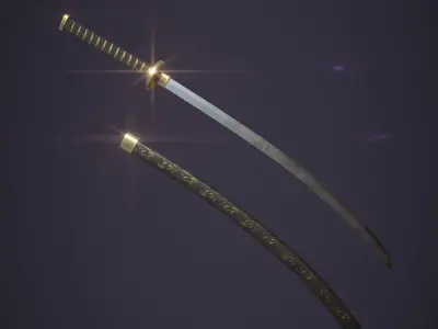 Katana Low-poly 3D model 13