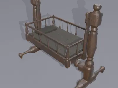 Antique Medieval Cradle Free low-poly 3D model
