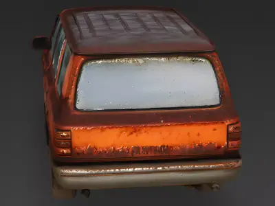 Realistic Rusty Abandoned SUV 3D Model Low-poly 3D model