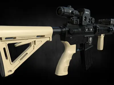 M4 Assault rifle low poly Game ready model Low-poly 3D model