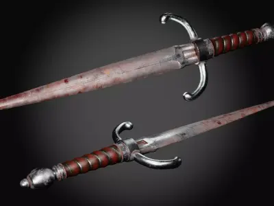 Dagger two swords Low-poly 3D model