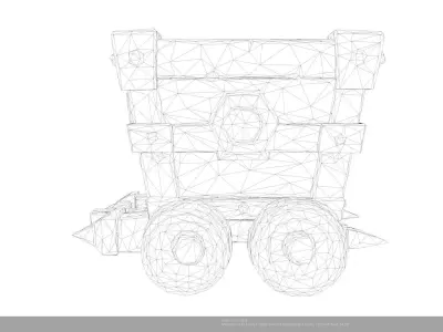  Stylized Fantasy Minecart - Wagon 3D Model - AI Low-poly 3D model