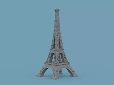 Voxel Eiffel Tower  Low-poly 3D model