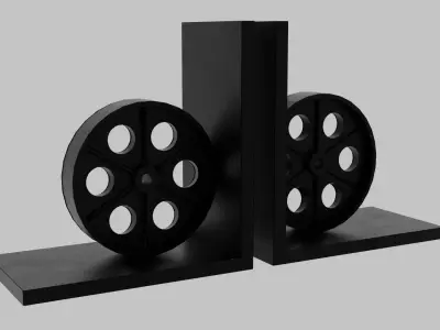 Industrial Wheel Book Ends Low-poly 3D model