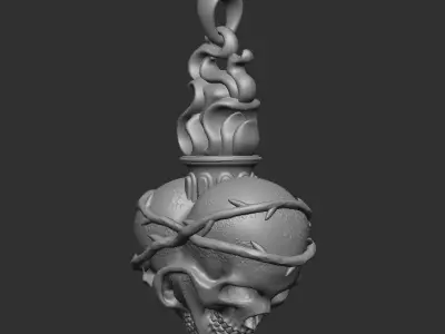 Skull Heart Pendant 3D print model