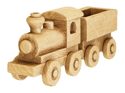 Vintage Toy Train Set  Low-poly 3D model