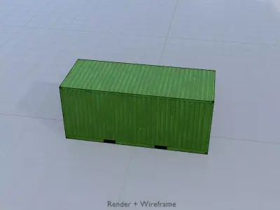 Freight-Container Yellow-Green 20ft Low-poly 3D model