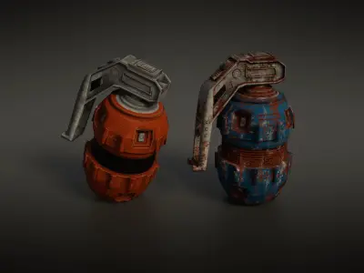 Granade Low Poly PBR grenade 3D Model Pack