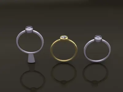 Bezel Single Diamond Ring 4mm50 Mix Size 3D print model