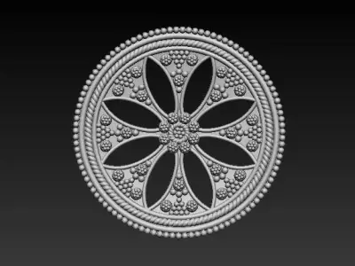 Rose Embell Round Ornament Medallion 3D Printable STL FIle 3D print model