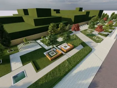 park-public park-Private Park Landscape 3D model 5