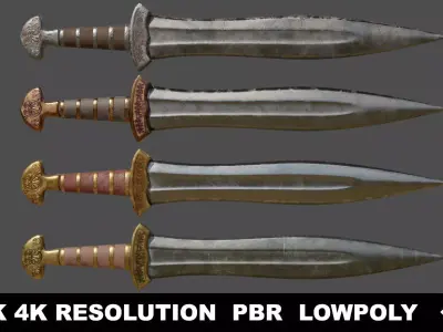 Xiphos sword Low-poly 3D model