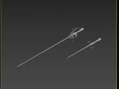 HighPoly Rapier and Dagger 3D model