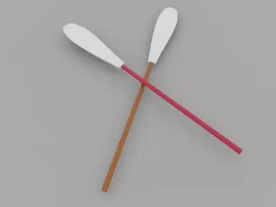 Paddle two wooden paddles Low-poly 3D model