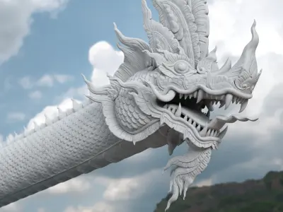 Naga Dragon White 3D model