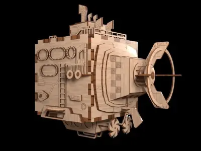 Wooden submarine 3D model