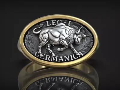 Roman Legion Germanica Buffalo Bull Antique Ring 3D print model