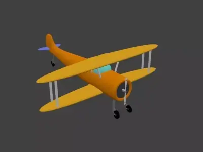  Airplane with a double wing Free low-poly 3D model