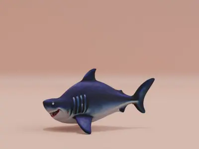 Baby Shark Fat Chibi Style Cartoon Low-poly 3D model