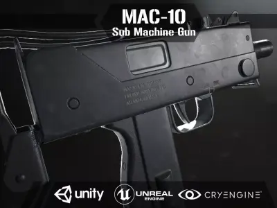 Mac 10 Sub Machine Gun Low-poly 3D model