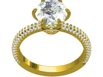Antique Micro Prong Setting Solitaire Engagement Ring 3D print model