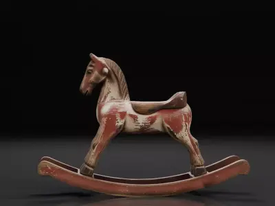 Wooden Rocking Horse Free low-poly 3D model