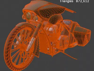 Custom Honda VT1300 Slammer - Hyper-Detailed Bagger 3D Model 3D model