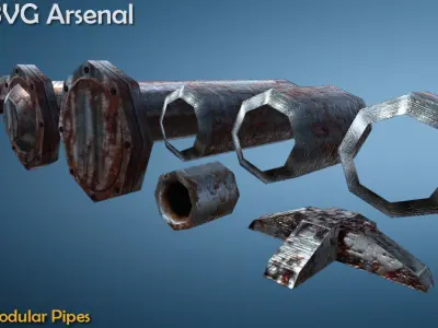 Modular Pipes - HQ Low-poly 3D model