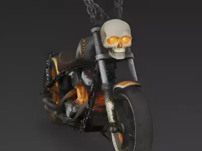 Realistic Ghost Rider Chopper 3D Model 3D Model Low-poly 3D model