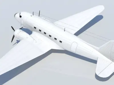 Douglas DC-3 Static Low Poly Blank Low-poly 3D model