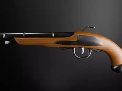 Pirate Flintlock Pistol Model Low-poly 3D model