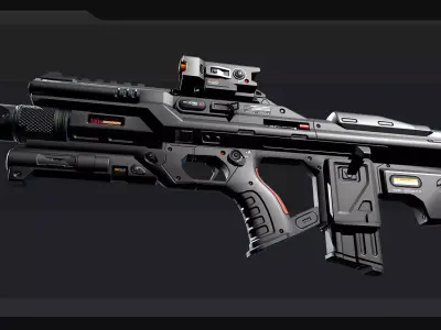 AK5 - MachineGun Low-poly 3D model