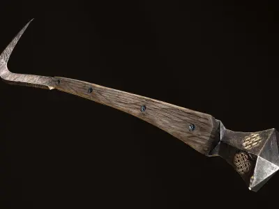 Medieval viking war hammer Game ready Low-poly 3D model