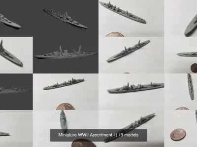 Miniature WWII Assortment I 3D Model Collection