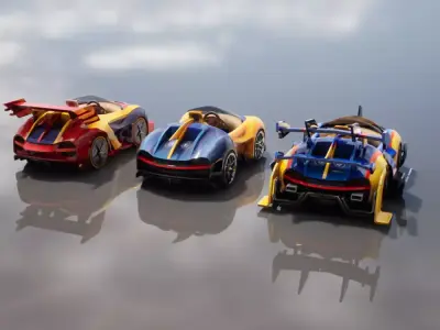 Hand-drawn Cartoon Racing Game Supercar Sports Car Modified car 3D model