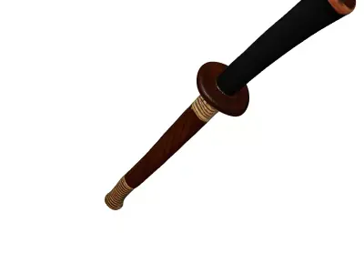 Realistic Wooden Bokken Training Sword 3D model