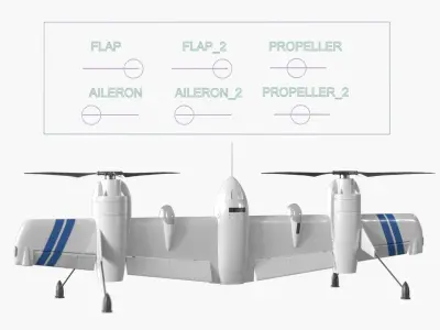  Sikorsky Experimental Tiltrotor Drone White Rigged 