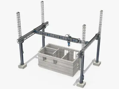 Building Module with Construction Printer 3D model