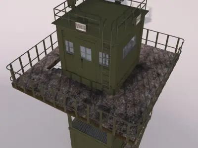 The armored observation tower Low-poly 3D model