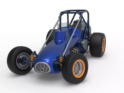 Dirt Silver Crown Champ car while turning Scale 1 to 25 3D print model